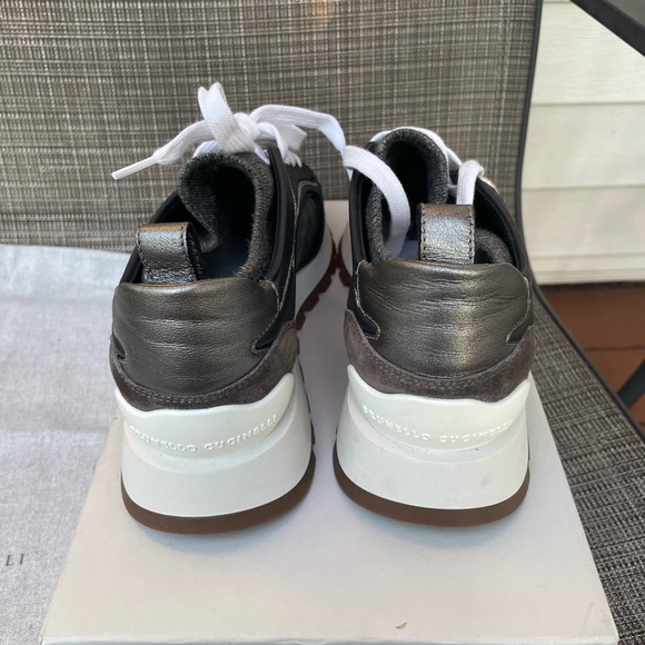 NWT Brunello Cucinelli Leather Knit Women Sock Sneakers Size 36 - Picture 5 of 9